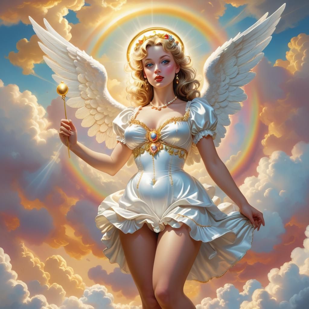Angelic Pinup in Candy Art Style