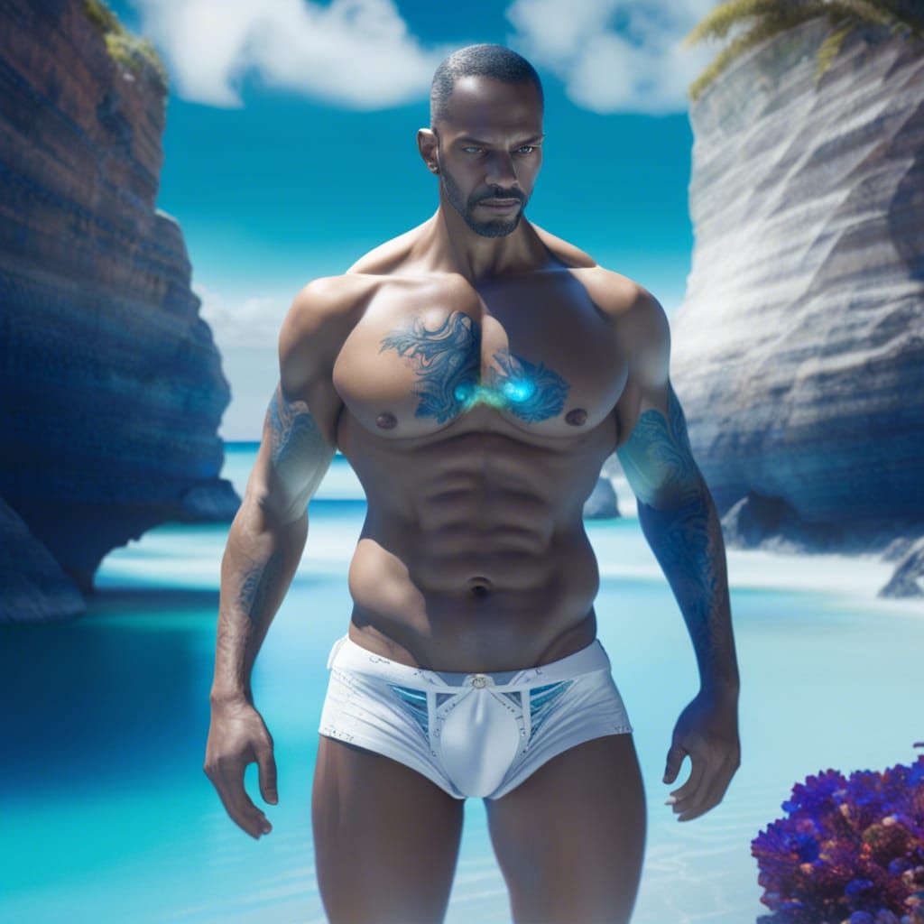 Man in White Briefs at the Beach