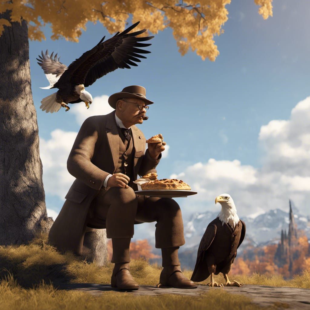 Teddy Roosevelt and Eagle: 3D Game Cinematic
