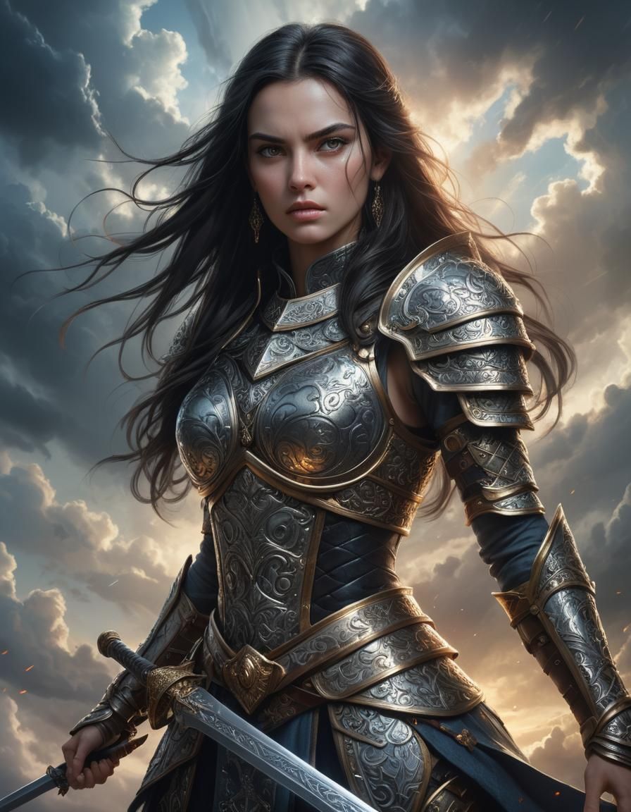 Fantasy Woman Warrior Portrait with Sword