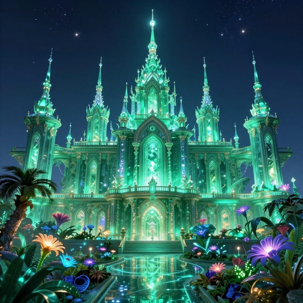 Immense Emerald Palace in Otherworldly Light