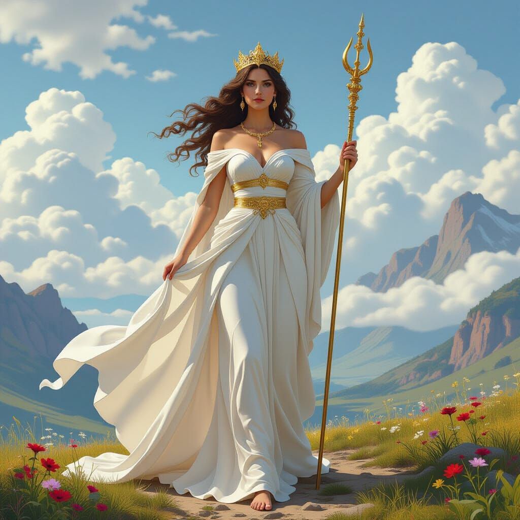 Hera Goddess of Marriage in Serene Landscape