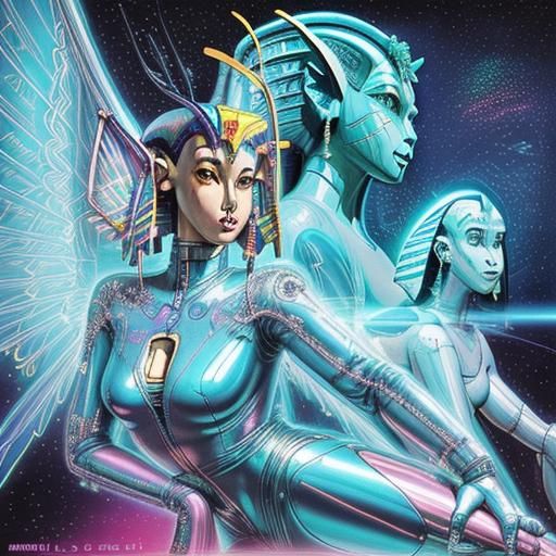 Retro-Futuristic Space Girl in 70s Sci-Fi Style