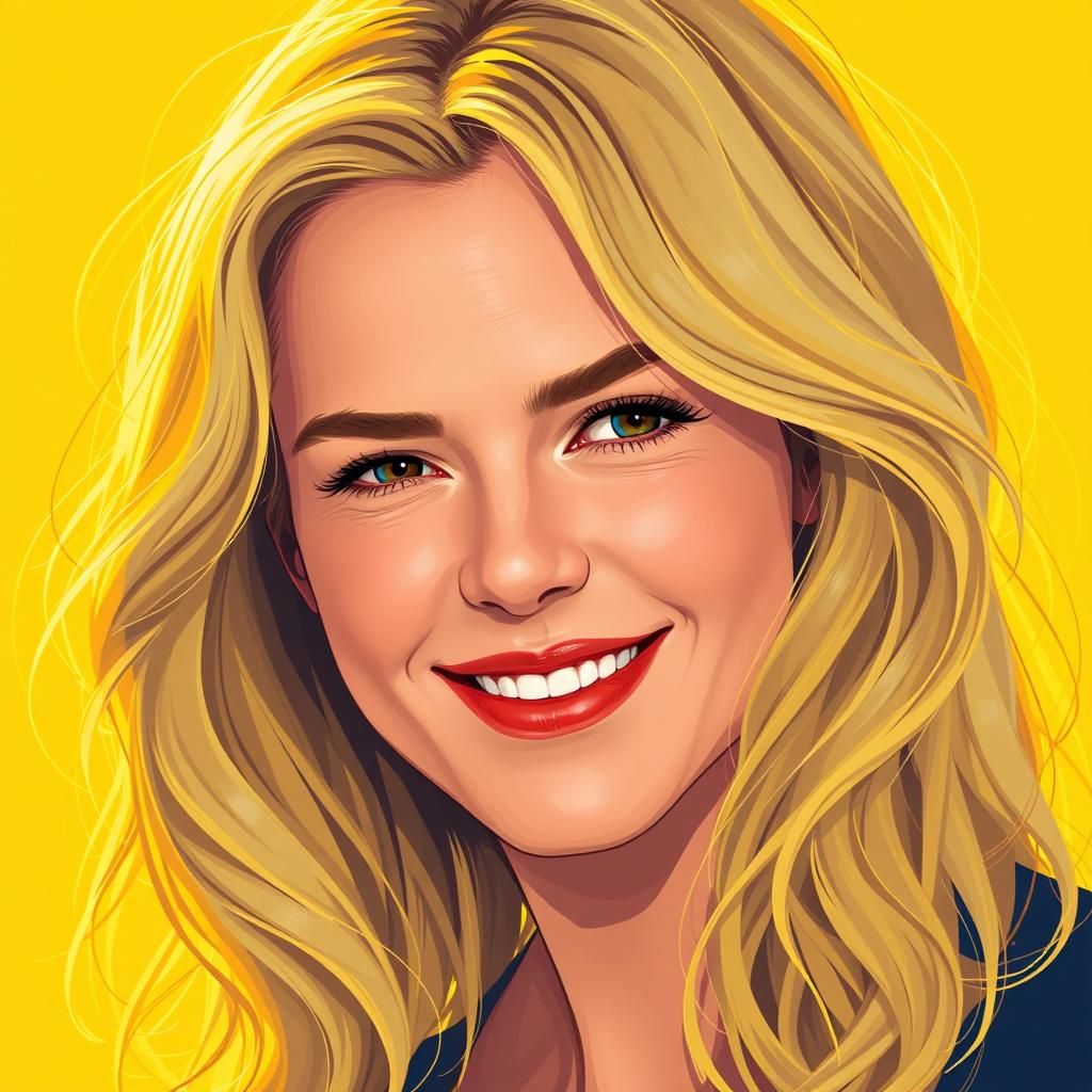 Blonde Woman Portrait in Soviet Cubist Style