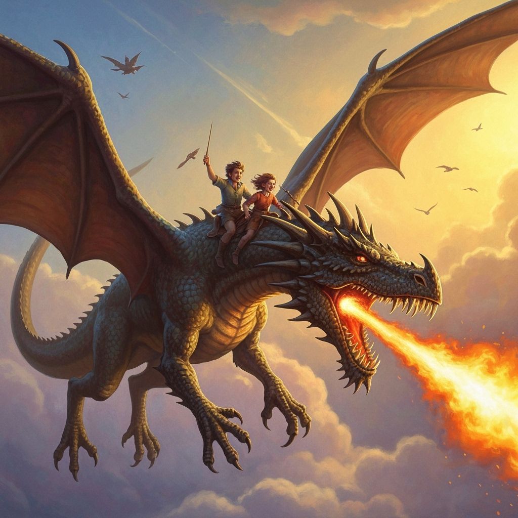 Majestic Dragon Fire Ride in Golden Hour Light