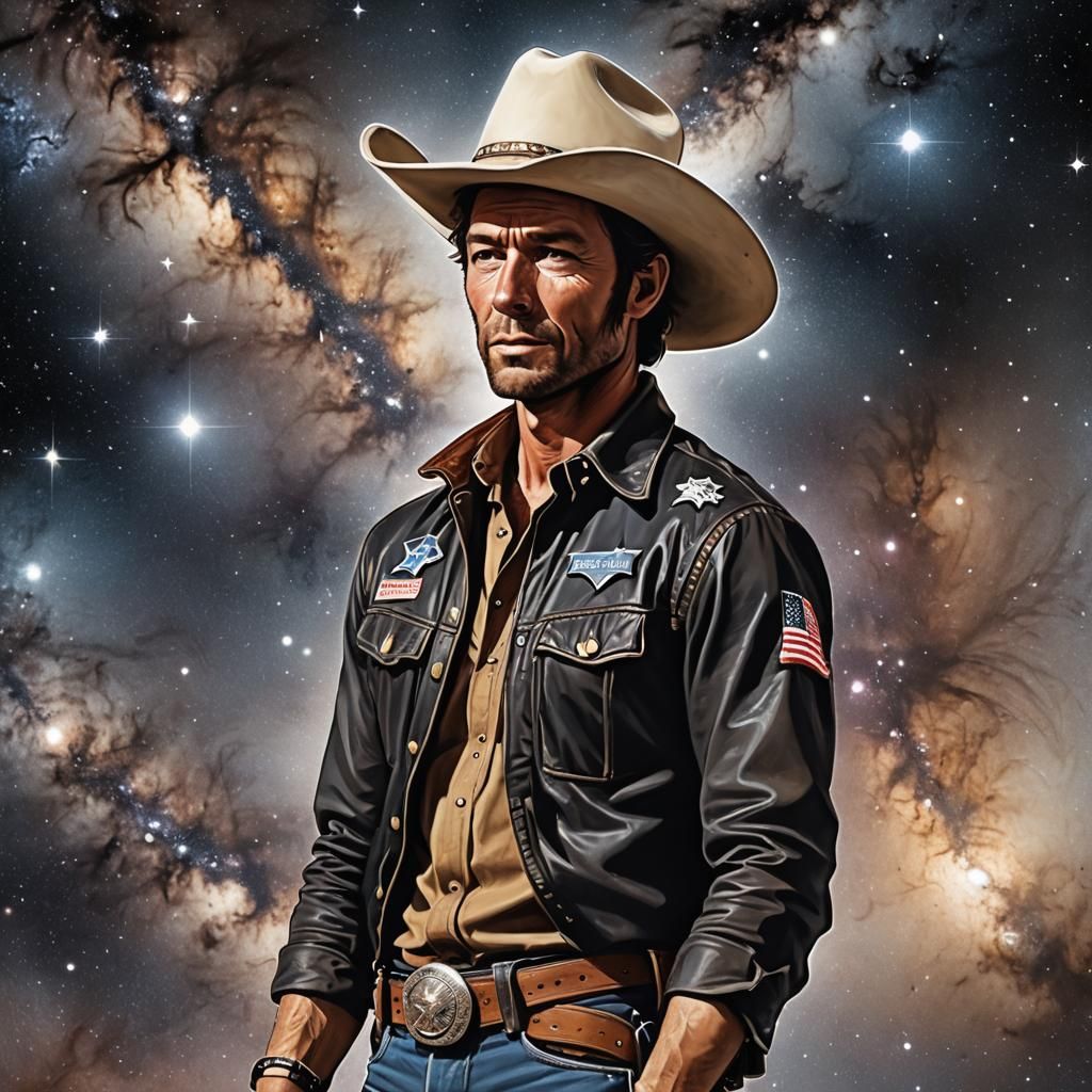 Space Cowboy with Hat in Sci-Fi Style