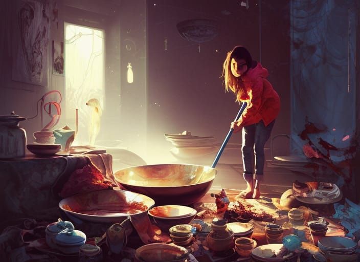 Post-Feast Still Life in Expressionist Style