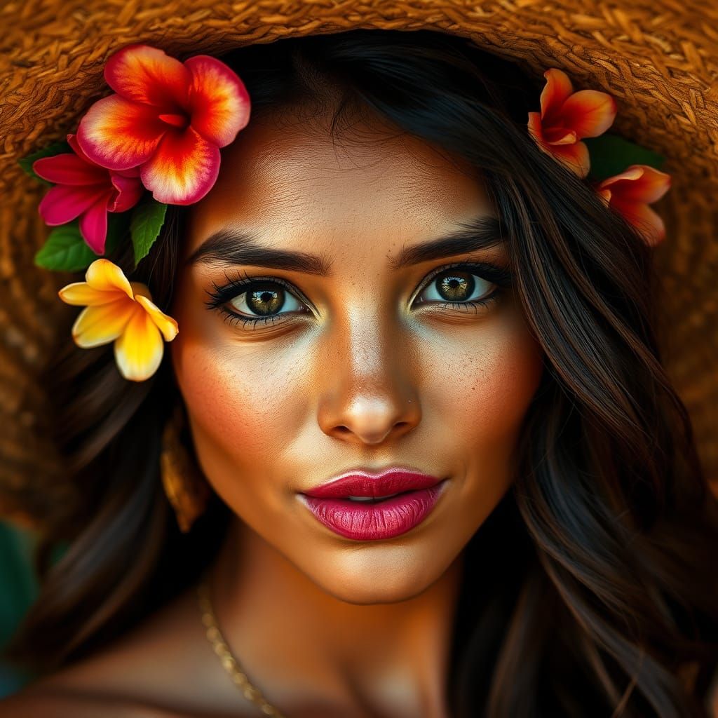 Islander Woman Portrait in Gauguin-esque Style