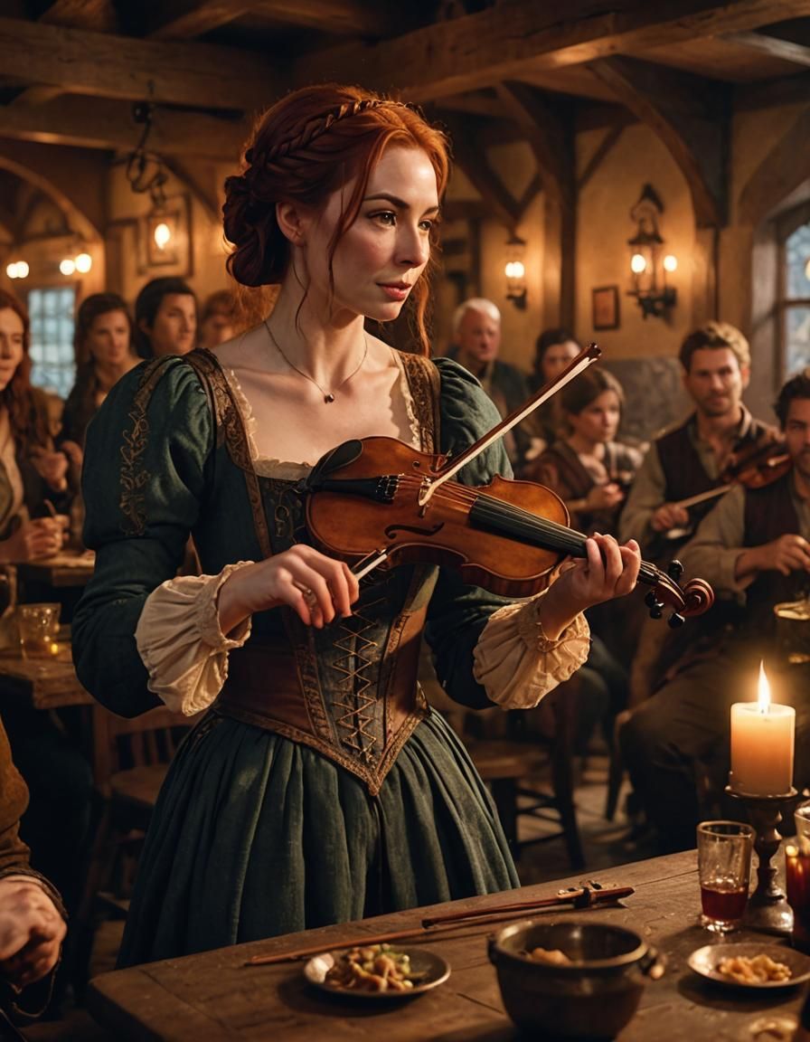 Medieval Bard in Tavern: Cinematic Film Still
