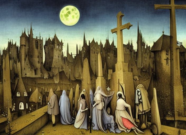 Brides of Frankenstein: Cemetery Under Full Moon