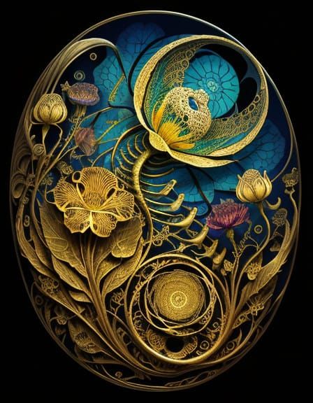 Skeleton Flower in Dreamlike Surrealist Style