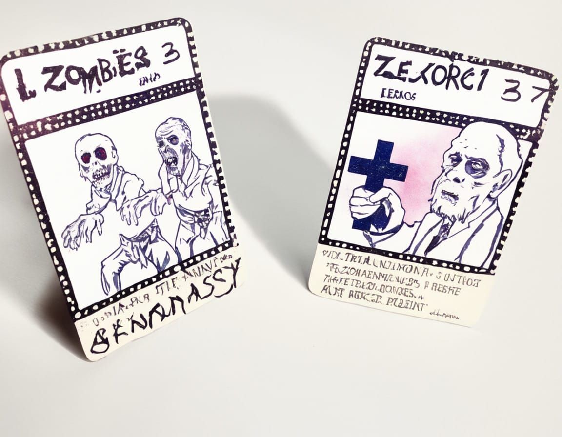 Ethereal Card Art: Zombies & Exorcist in Fantasy Style