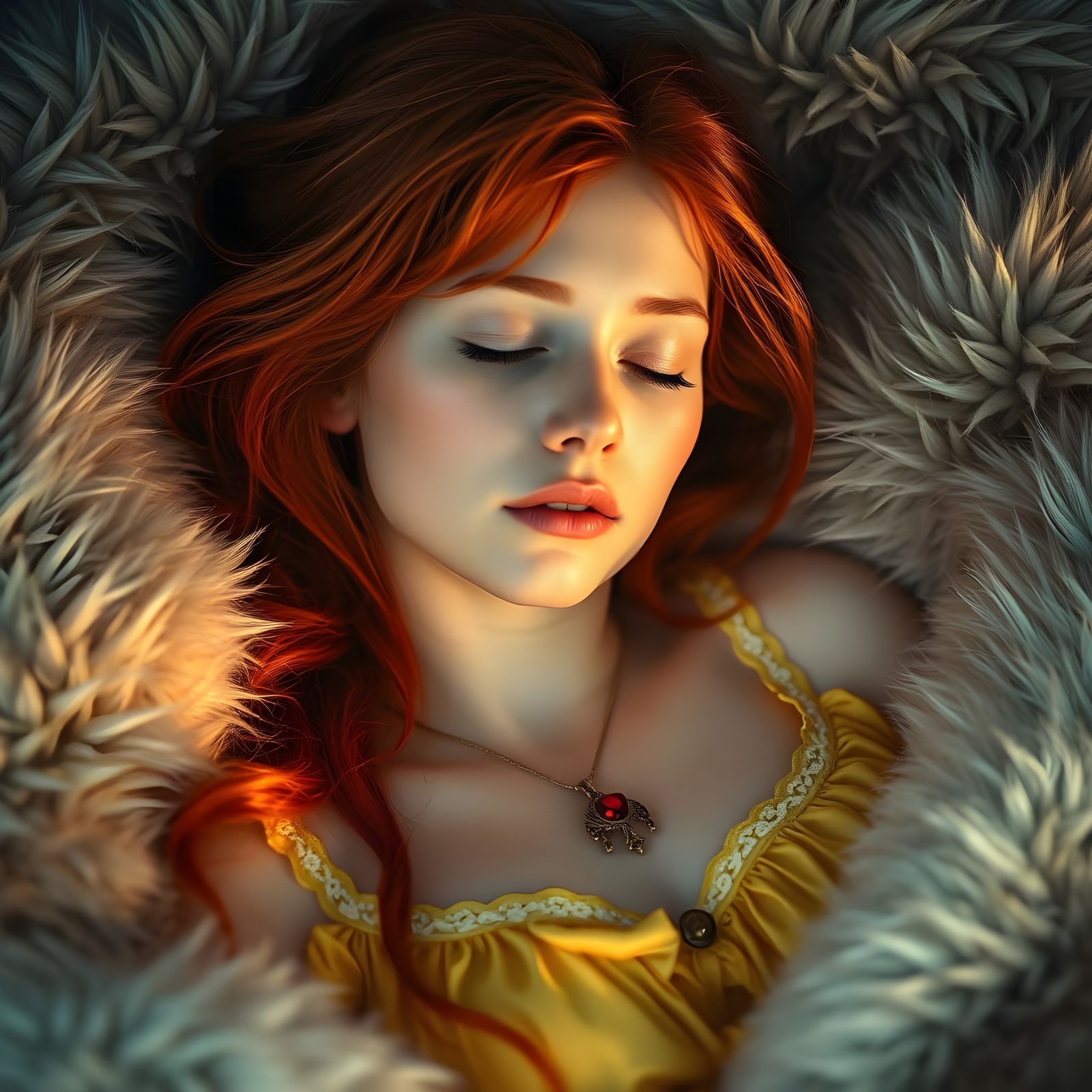 Norse Goddess Slumbers Among Furs