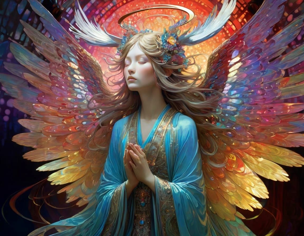 Ethereal Angel Wings in Vibrant Triadic Colors