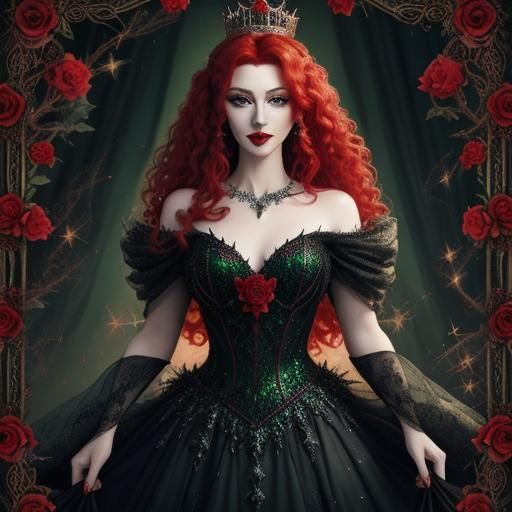 Enchanted Princess with Roses and Diamond Crown