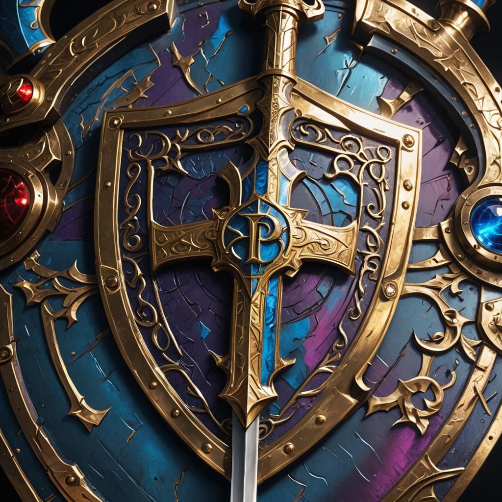 Epic Fantasy Shield and Sword Logo