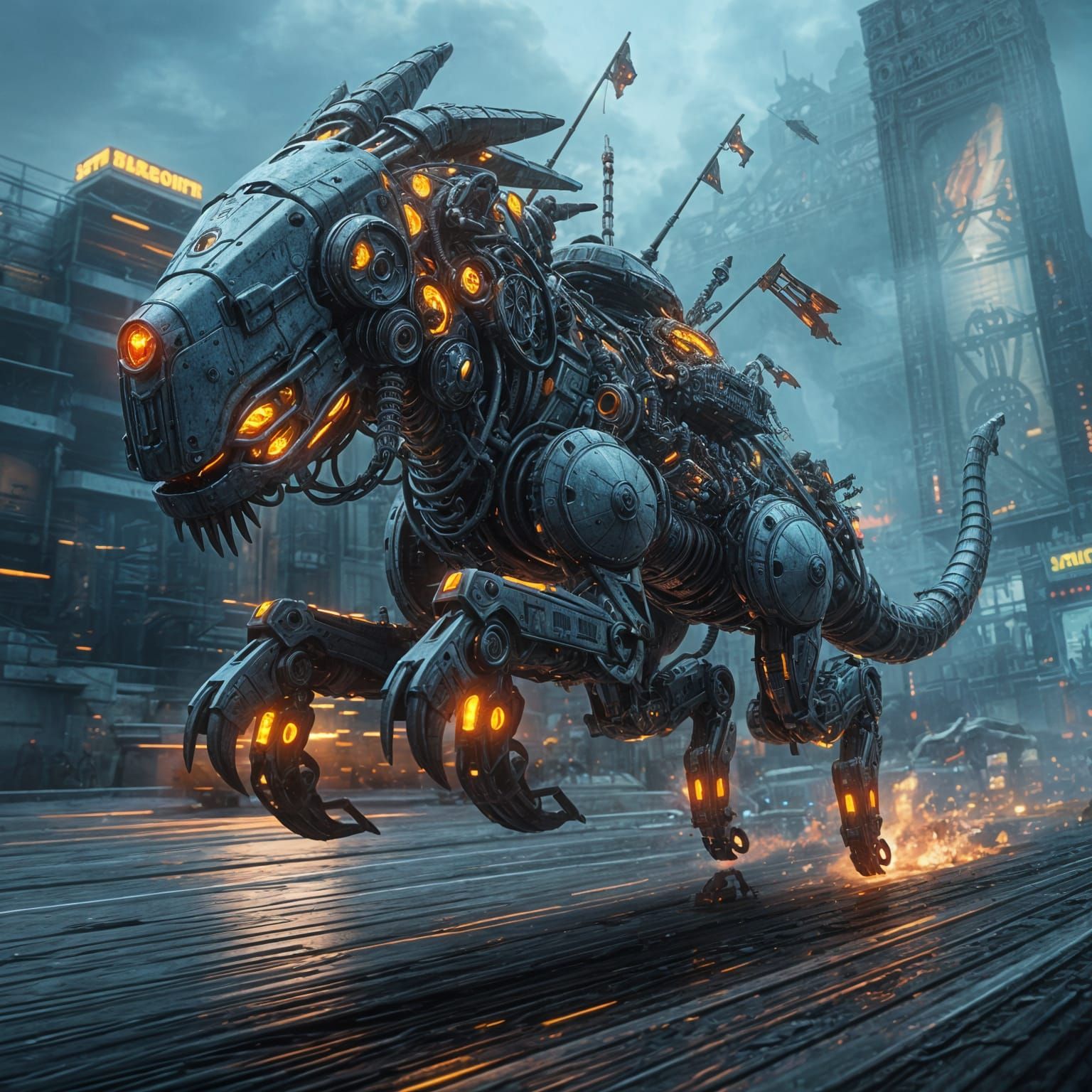 Mechanized Beast Runs, Stumbles: Fantasy Concept Art