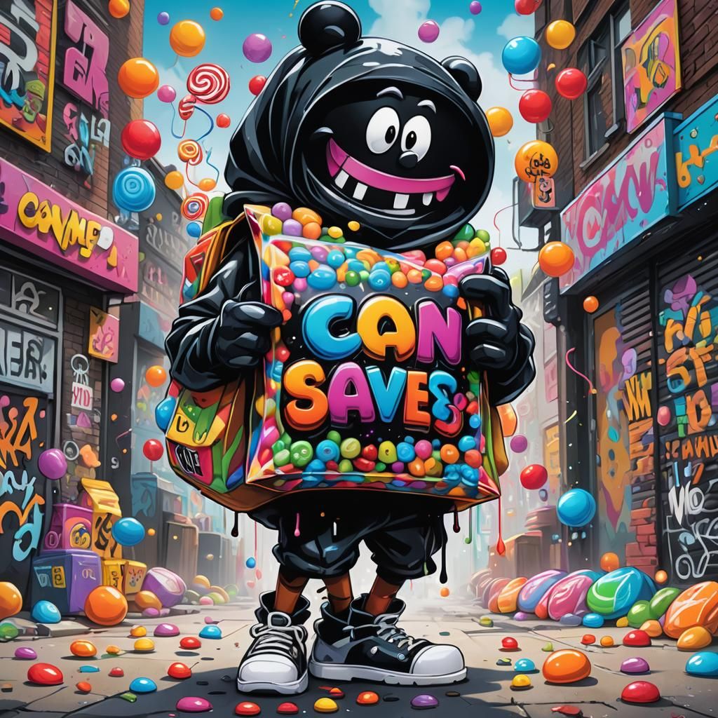 Colorful Graffiti Character Asks 'Can I Have Some?'