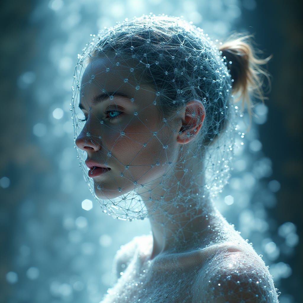 Futuristic Architectural Sculpture Emerging from Molecular B...