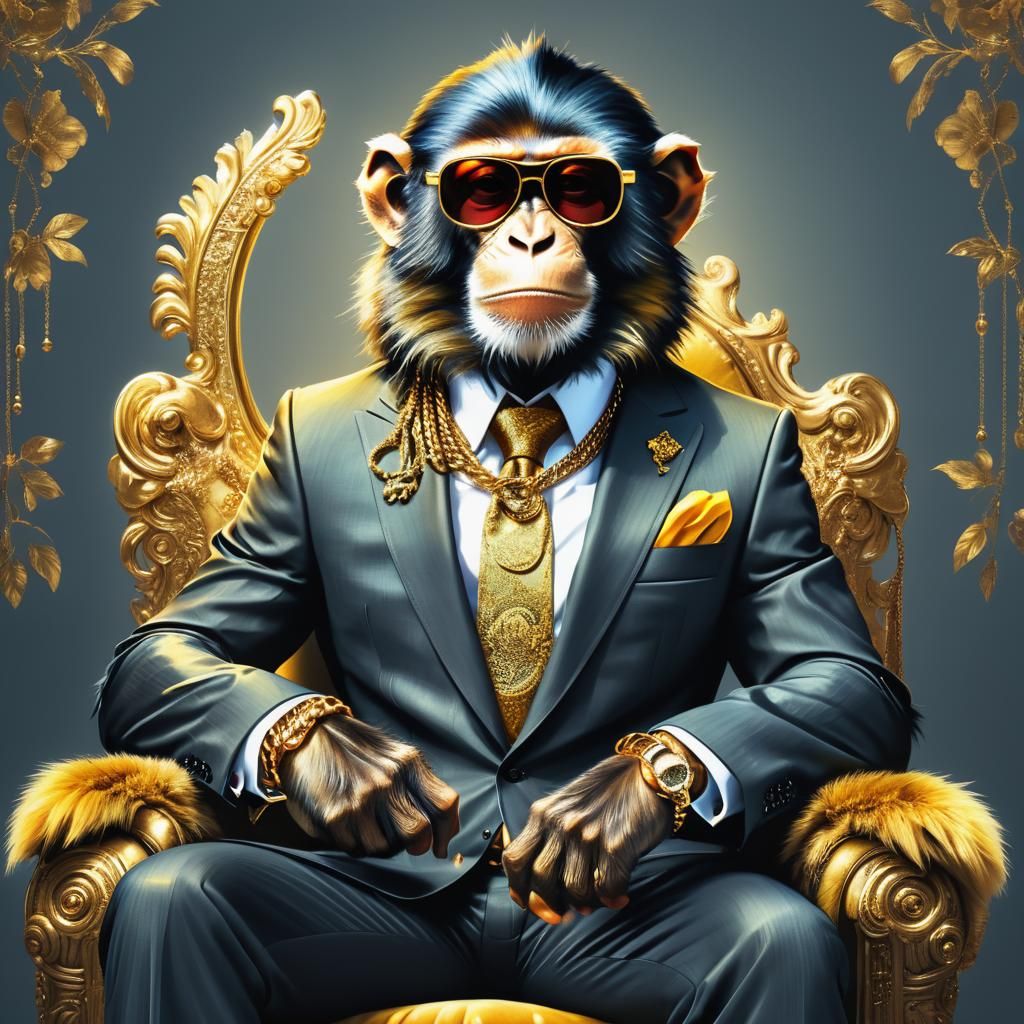 Opulent Monkey King in Business Suit