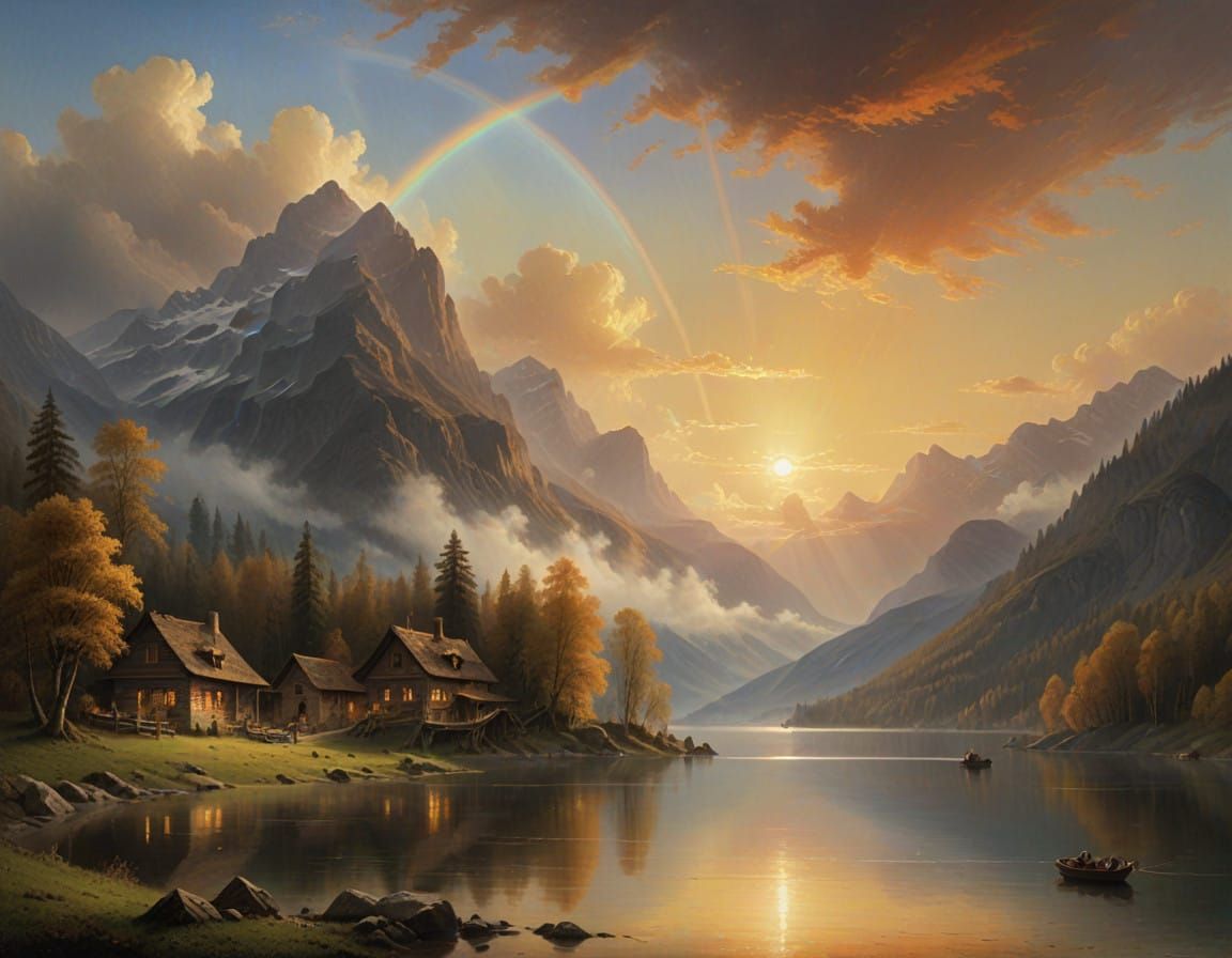 Majestic Mountain Valley Radiant with Golden Light