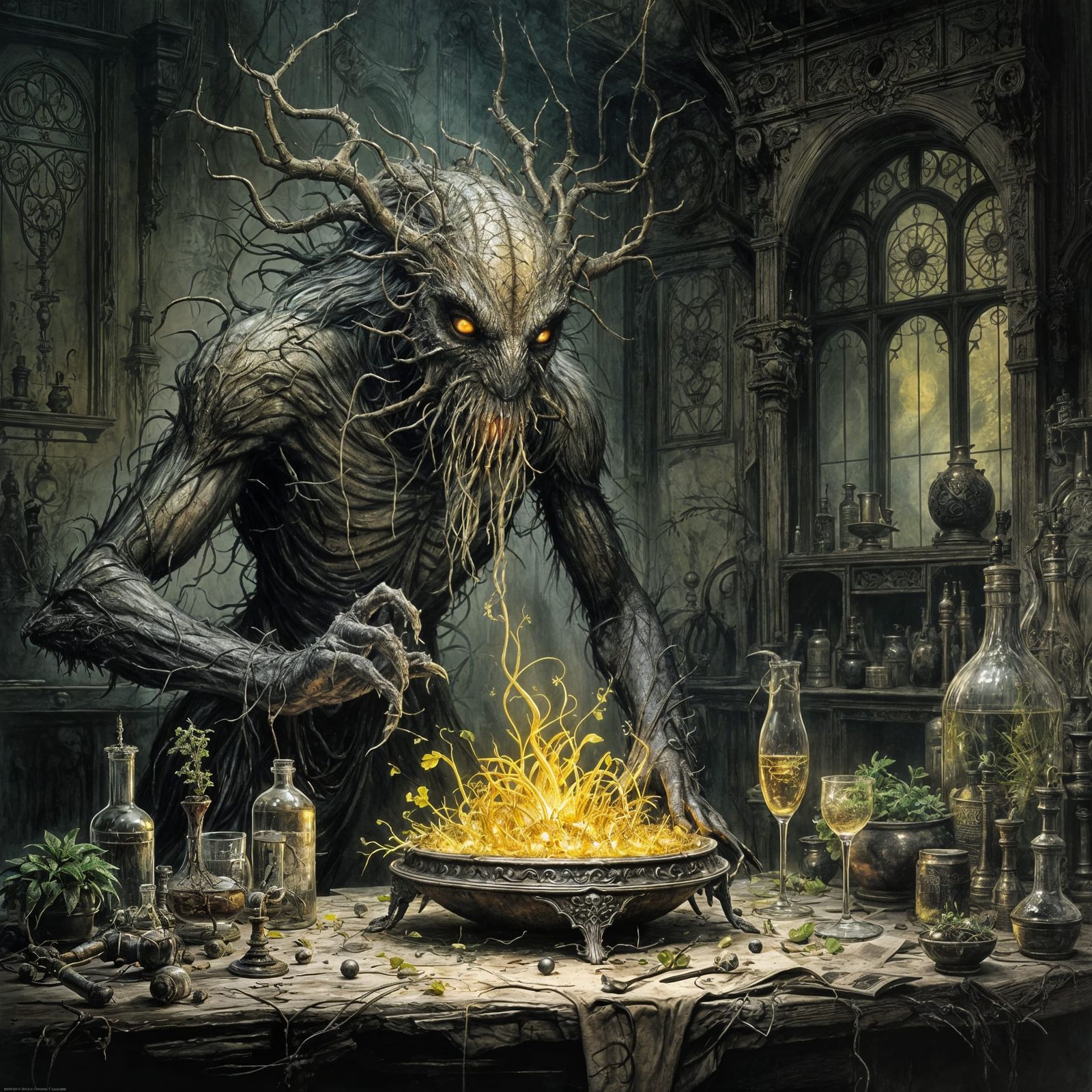 Plant Animal Hybrid in Sinister Lab, Royo Style