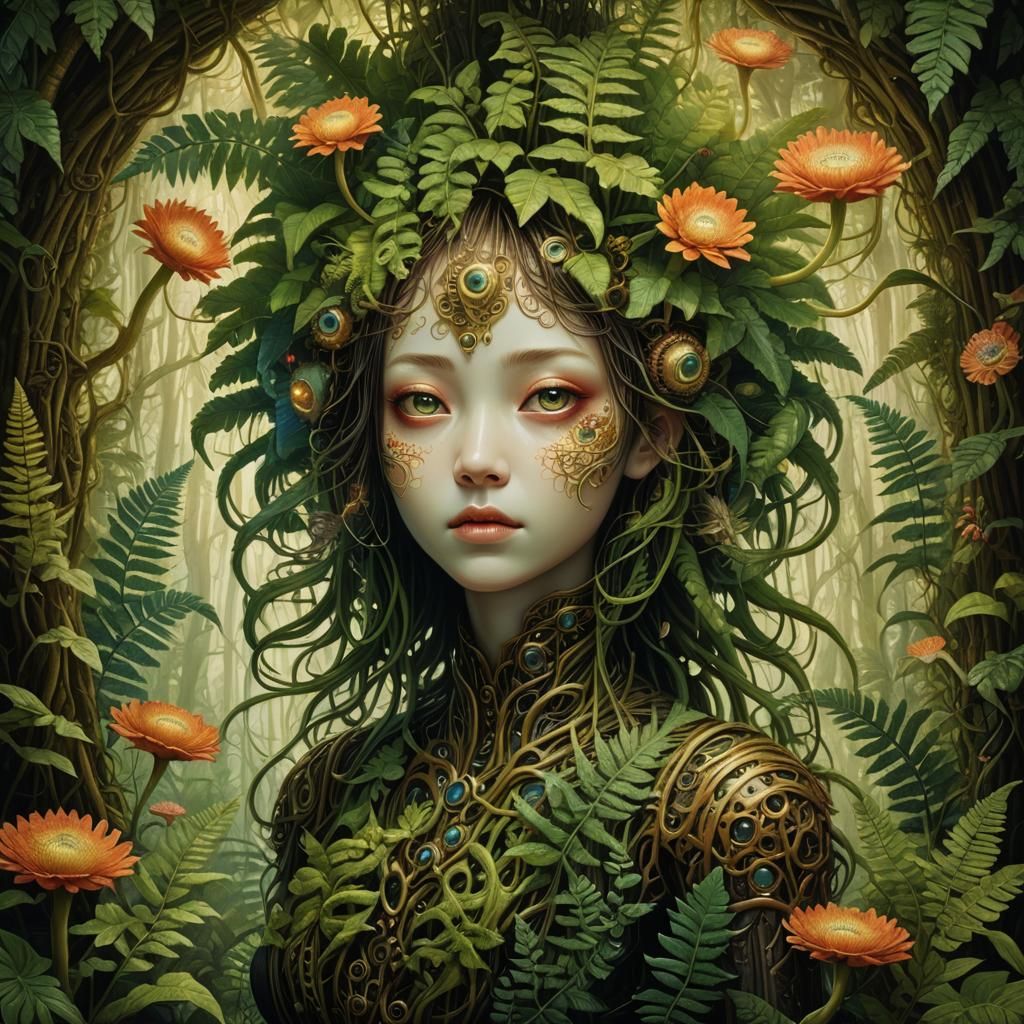 Biomechanical Forest with Giant Fern, Naoto Hattori Style