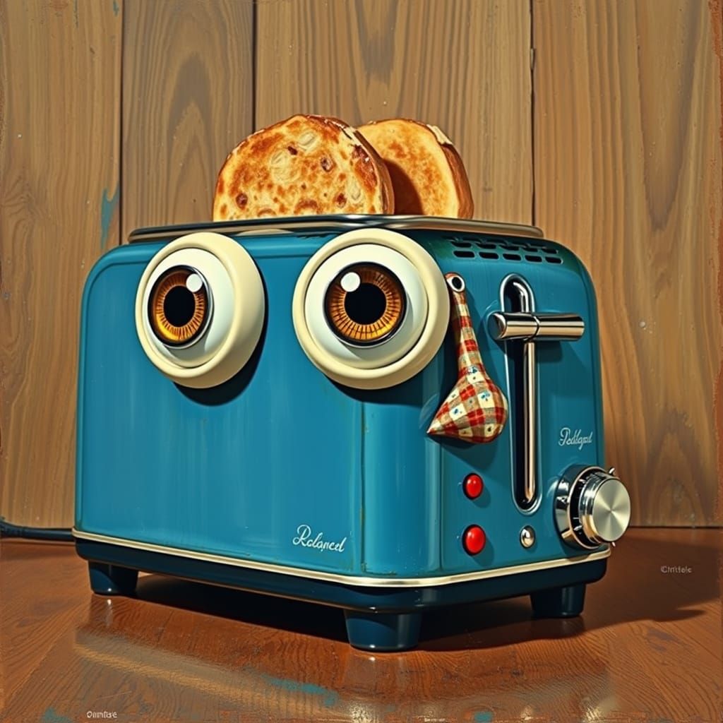 Vintage Toaster Gets a Pinup Makeover with Expressive Eyes