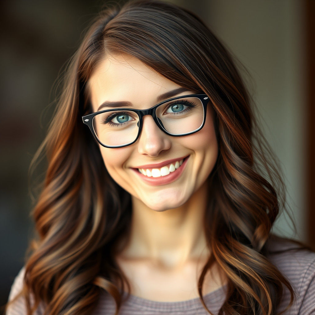 Confident Woman with Warm Smile and Glasses Portrait