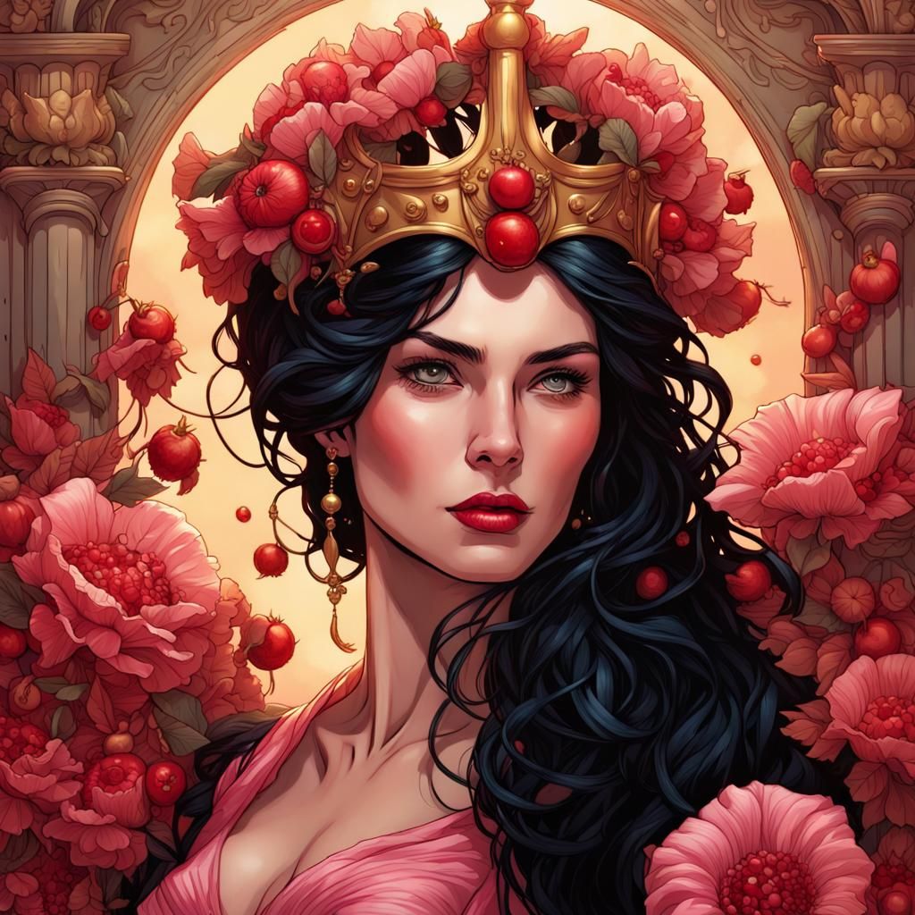 Persephone in Dark Fantasy Comic Art Style