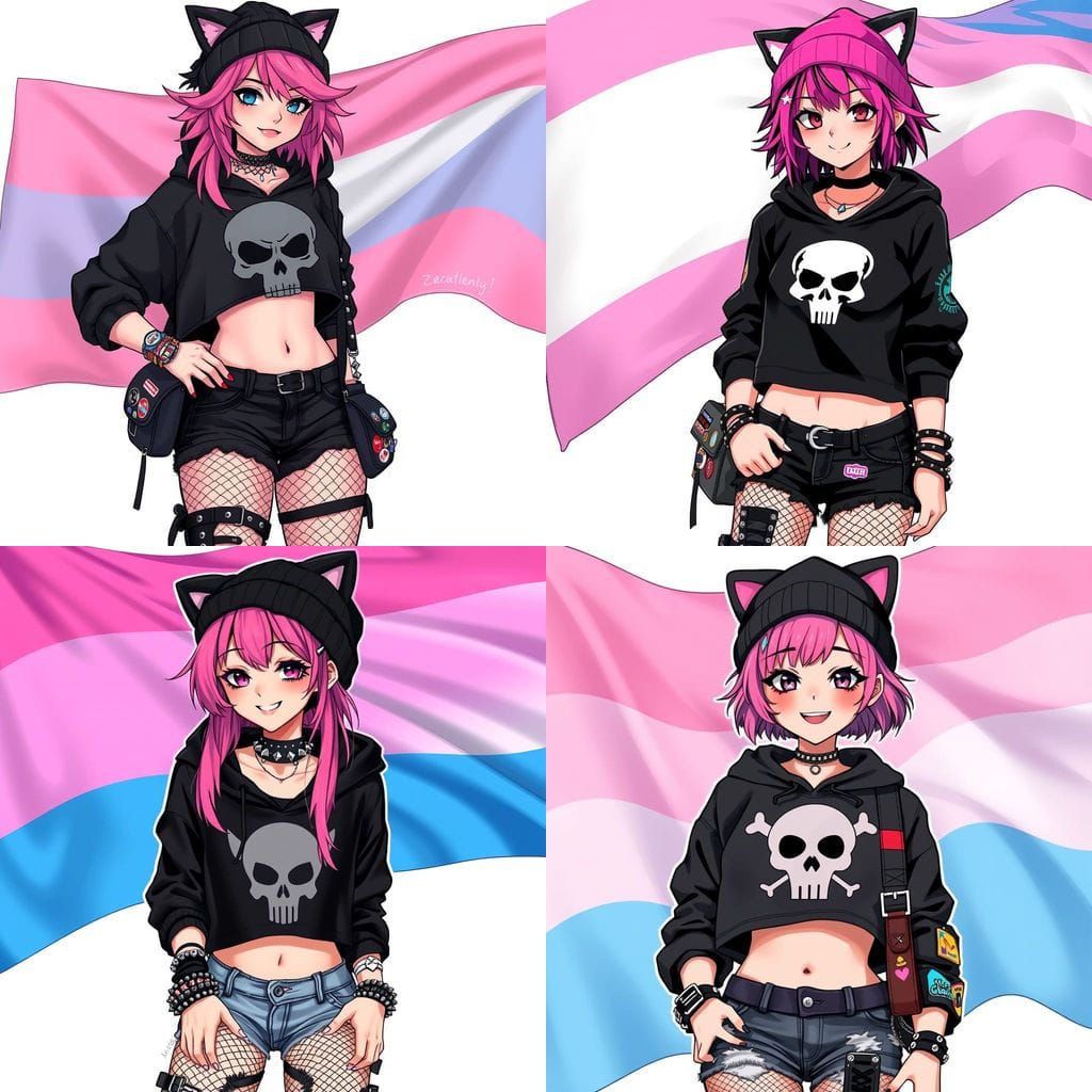Emo Trans Girl in Vibrant Scene Aesthetic