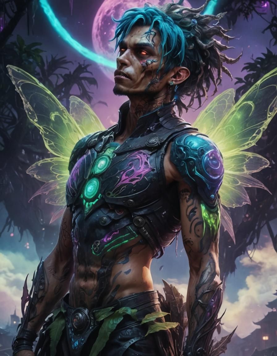 Giant Undead Monster in Foggy City, Dark Anime Style