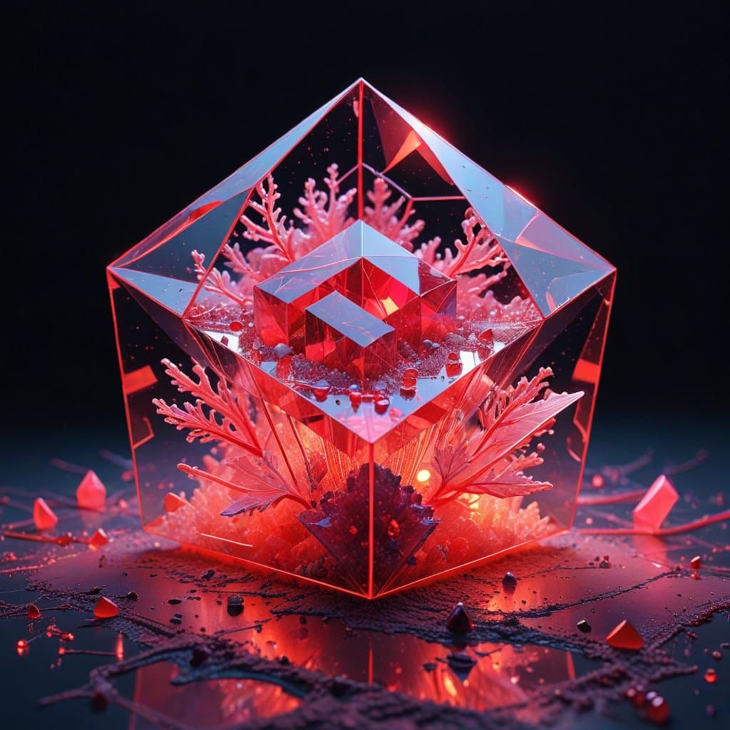 Vibrant Geometric Surrealism with Neon Shapes