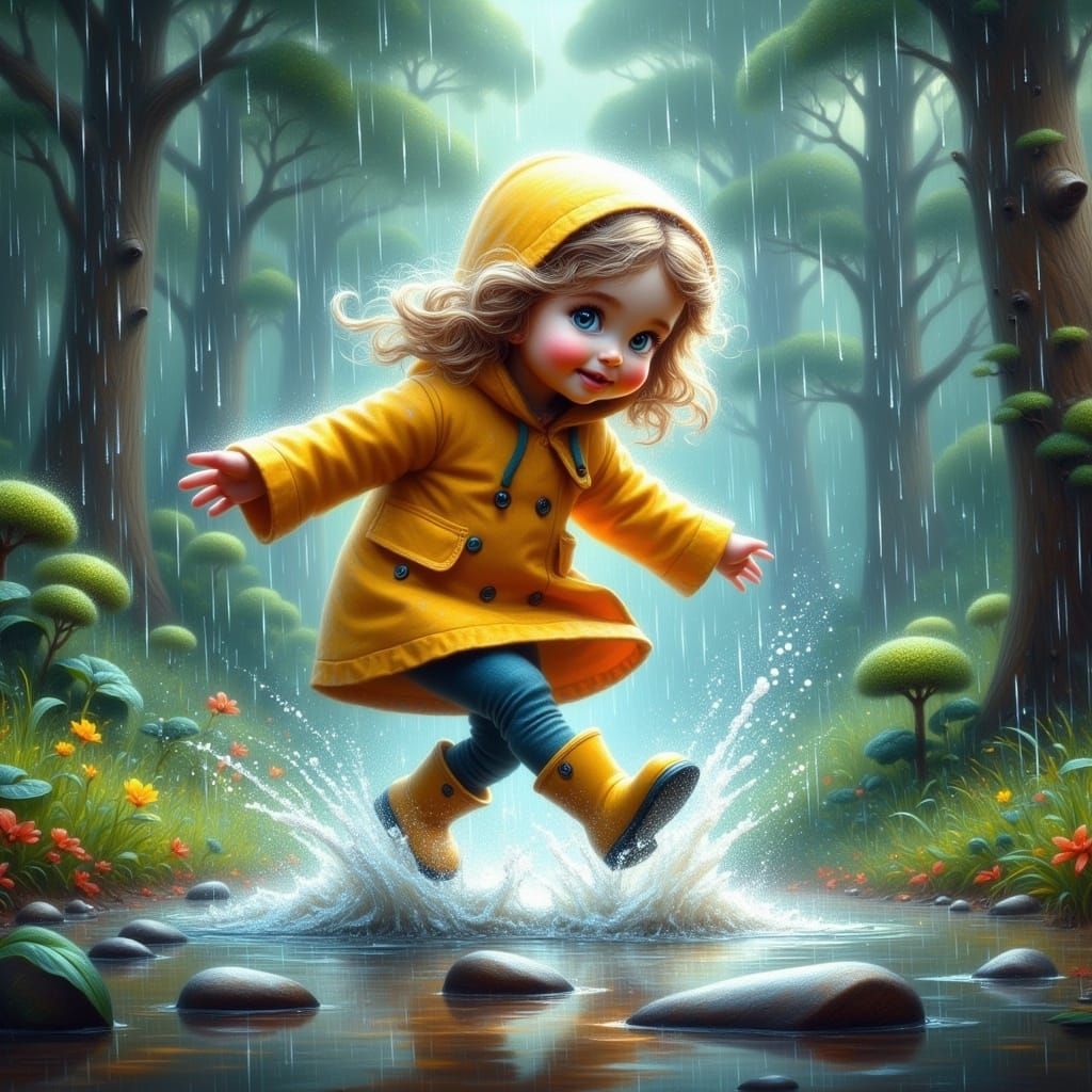 Magical Rainy Day Jump in Mystical Forest