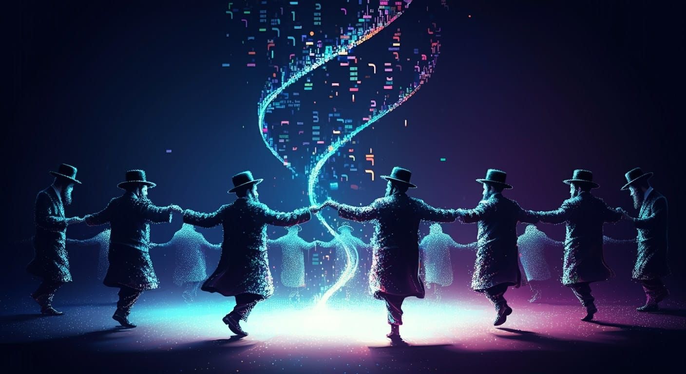 Hasidic Joy: Luminous Dance in Digital Art
