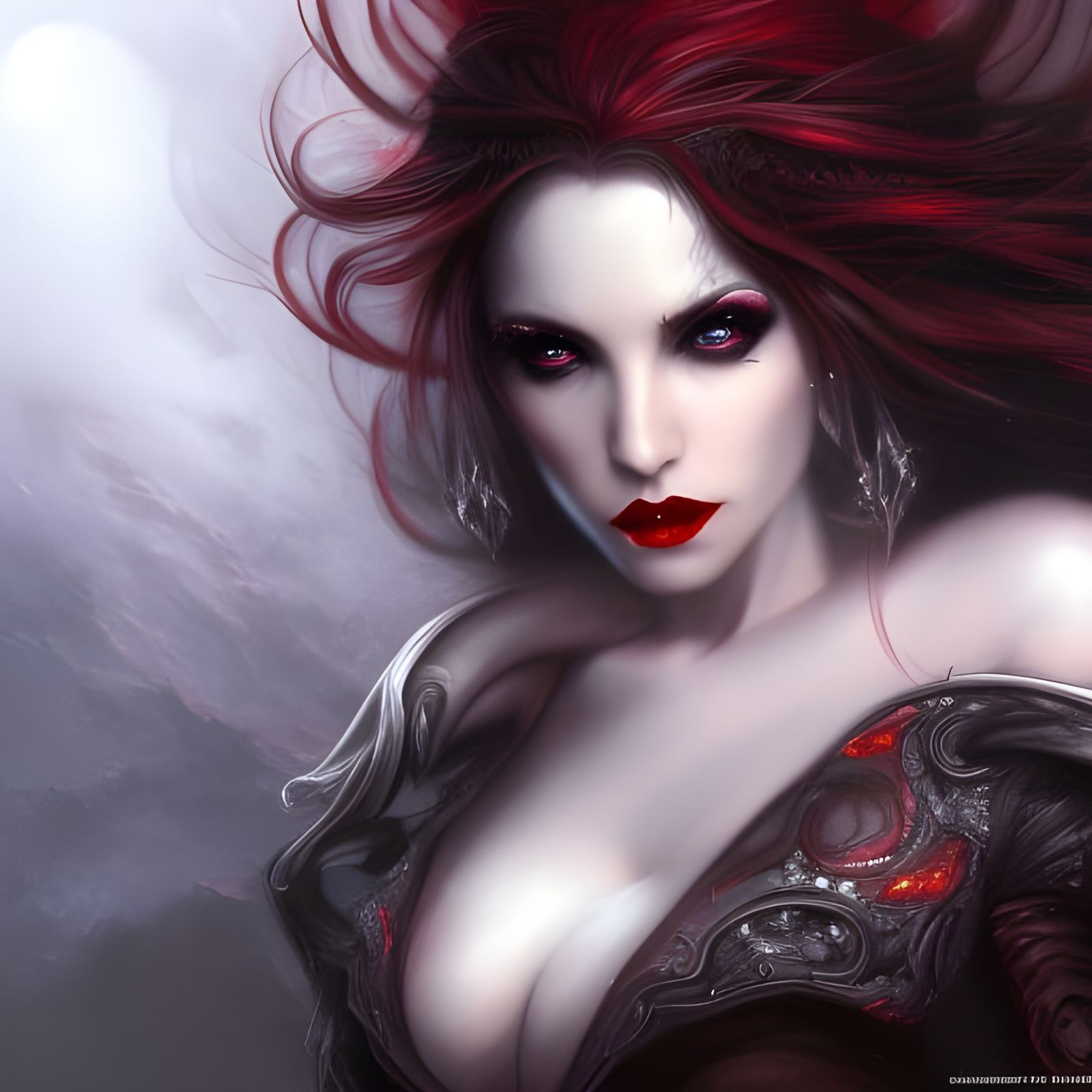 Beautiful Female Space Vampire in Detailed Matte Painting