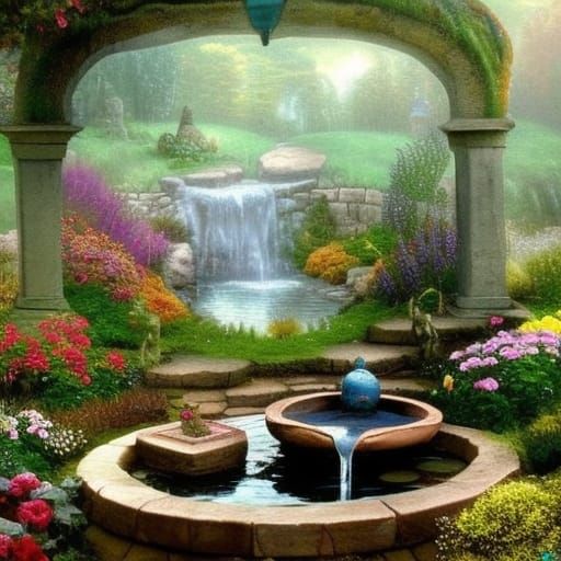 Lord of the Rings Hobbit Garden with Bilbo Statue