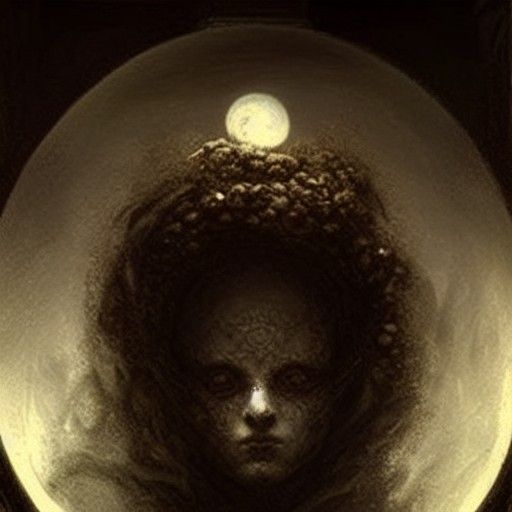 Horror Crystal Ball Pentagram in Doré Style