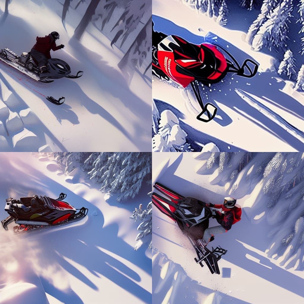 Snowmobile Backflip Aerial View in 8K Resolution