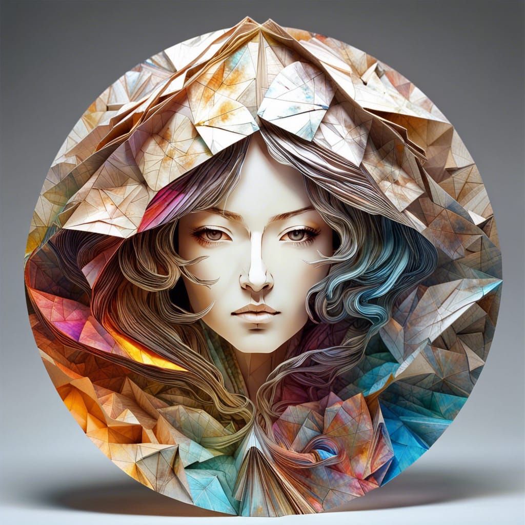 Reflective Origami Eyes Papercraft in 8K