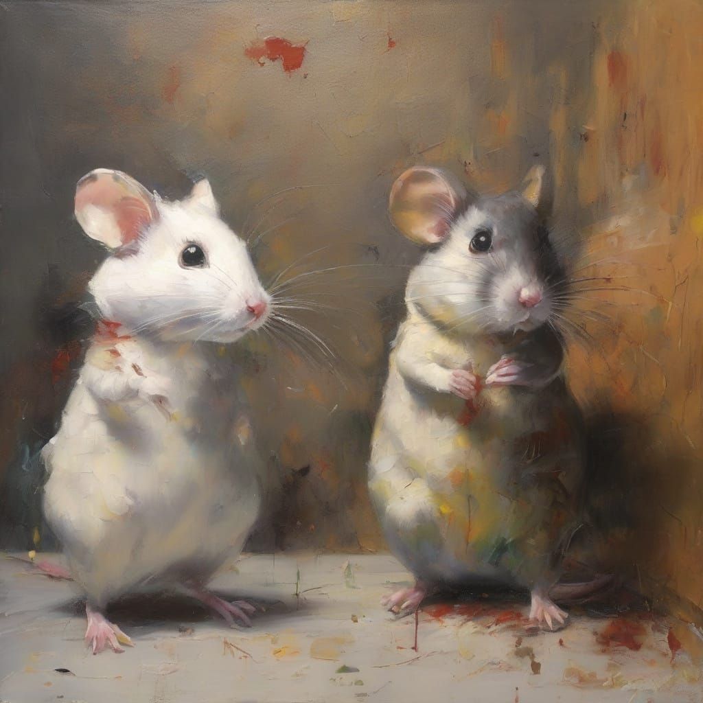 Mice Wedding in Airbrush Art Style