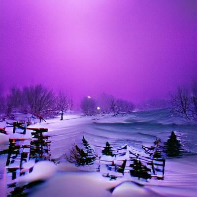 Purple Winter Blizzard: An AI-Generated Scene