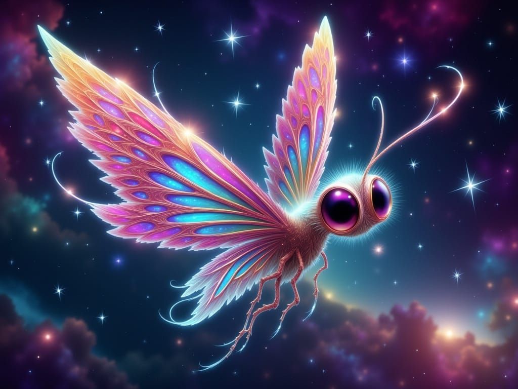 Cosmic Butterfly Soaring into Galaxy in Ethereal Style