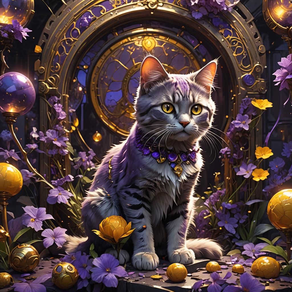 Hyperdetailed Sweet Cat in Dark Fantasy Style