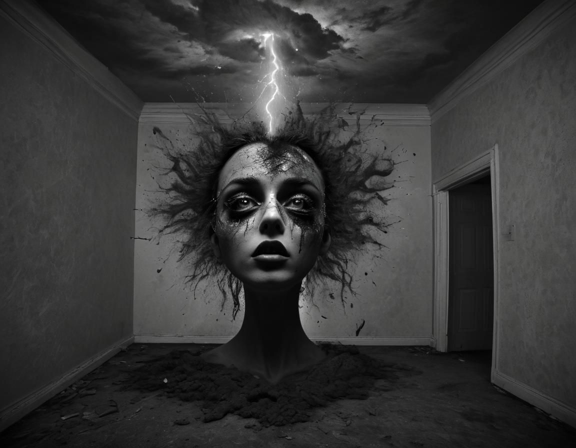 Surreal Heart in Cyberpunk Cosmic Landscape