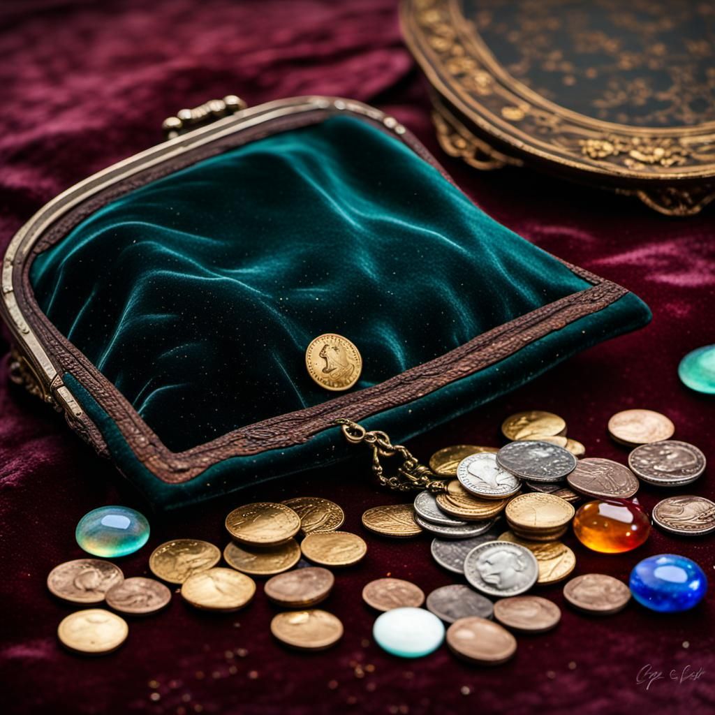Ancient Treasures Spill From Velvet Bag, Professional Photog...