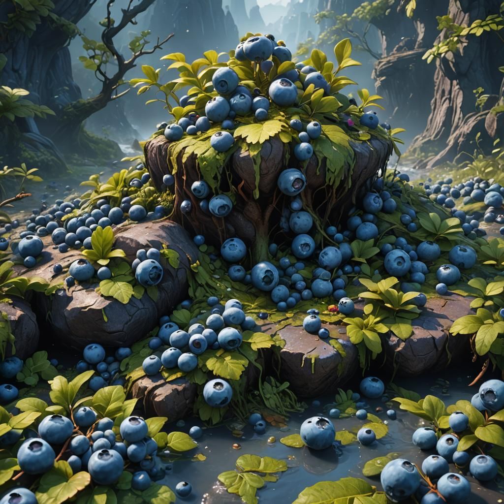 Fantastical Blueberry Matte Painting in Deep Color
