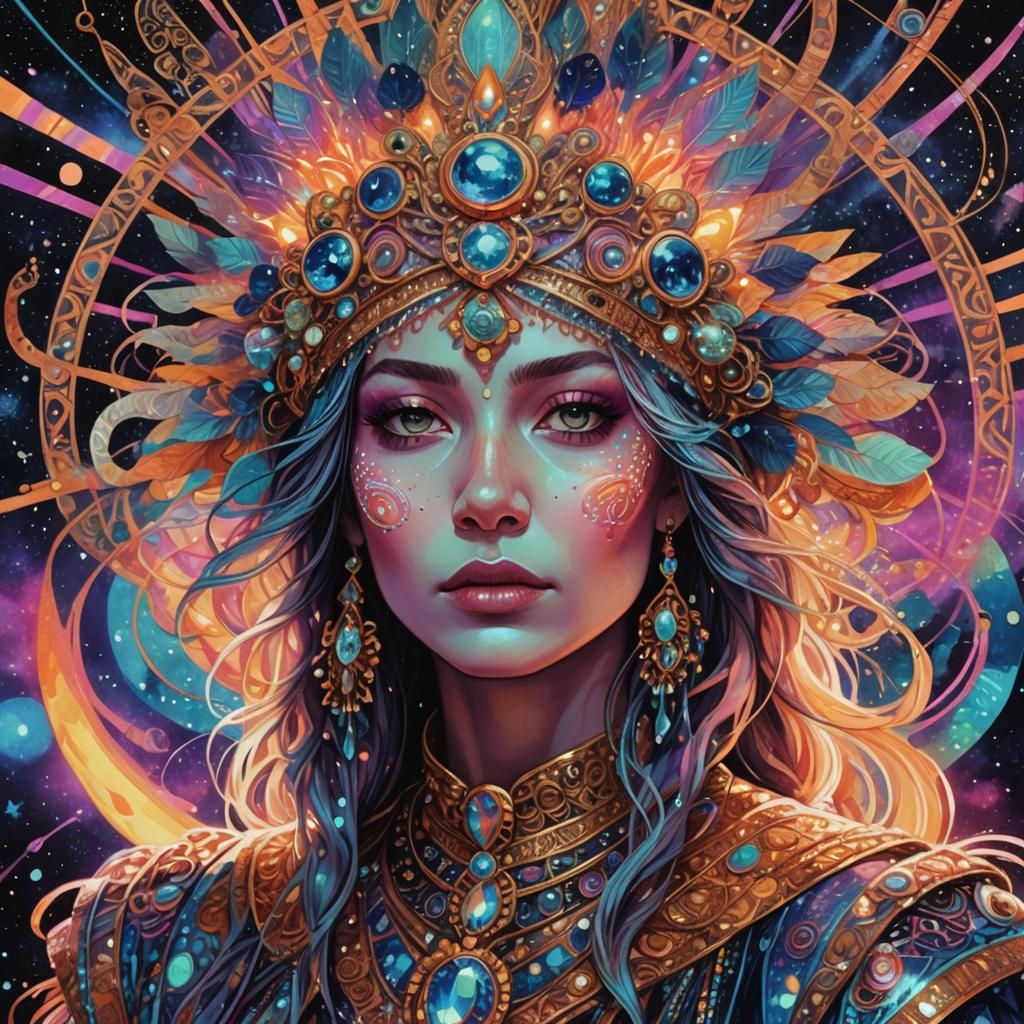 Cosmic Queen Grimhilde in Psychedelic Astral Art