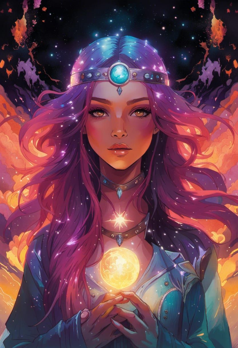 Anime Starfire: Gorgeous Goddess in Watercolor Style