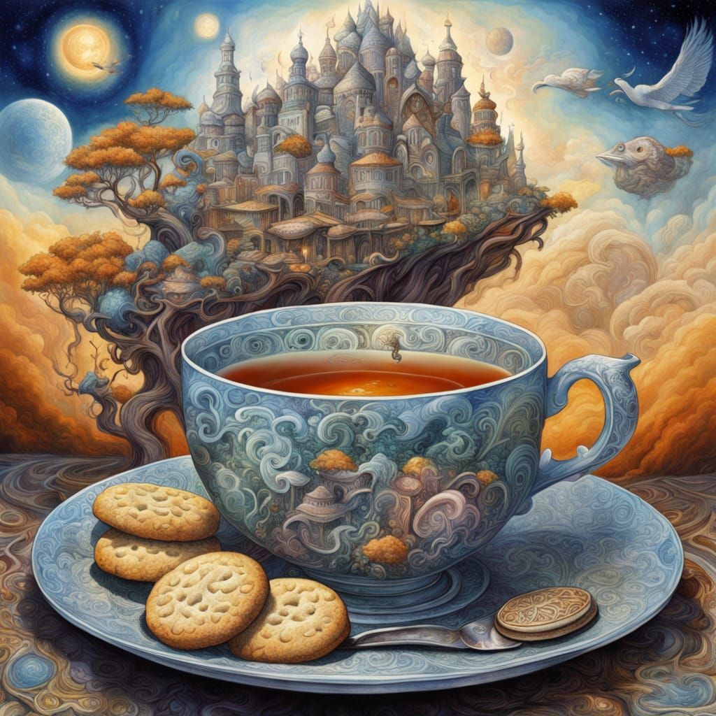 Fantastical Tea and Biscuits in Cosmic Style